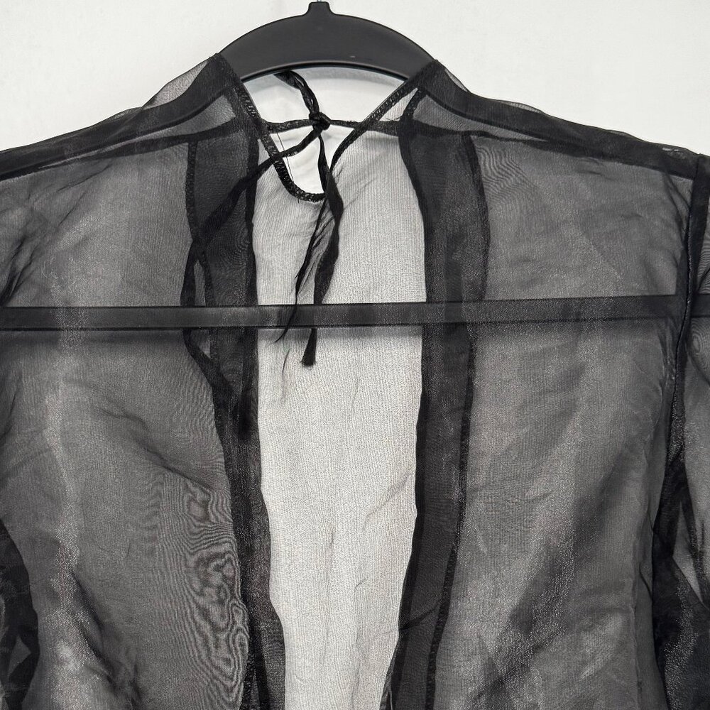 Sheer Organza Tie-Back Blouse